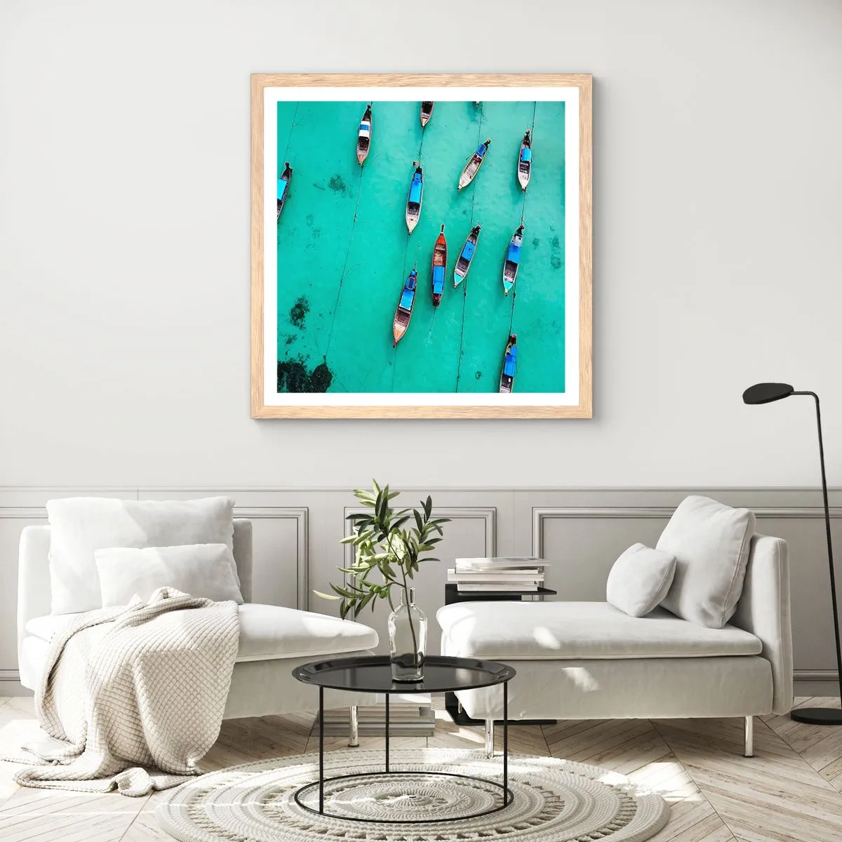 Poster în ramă de stejar deschis - În așteptare - 40x40 cm