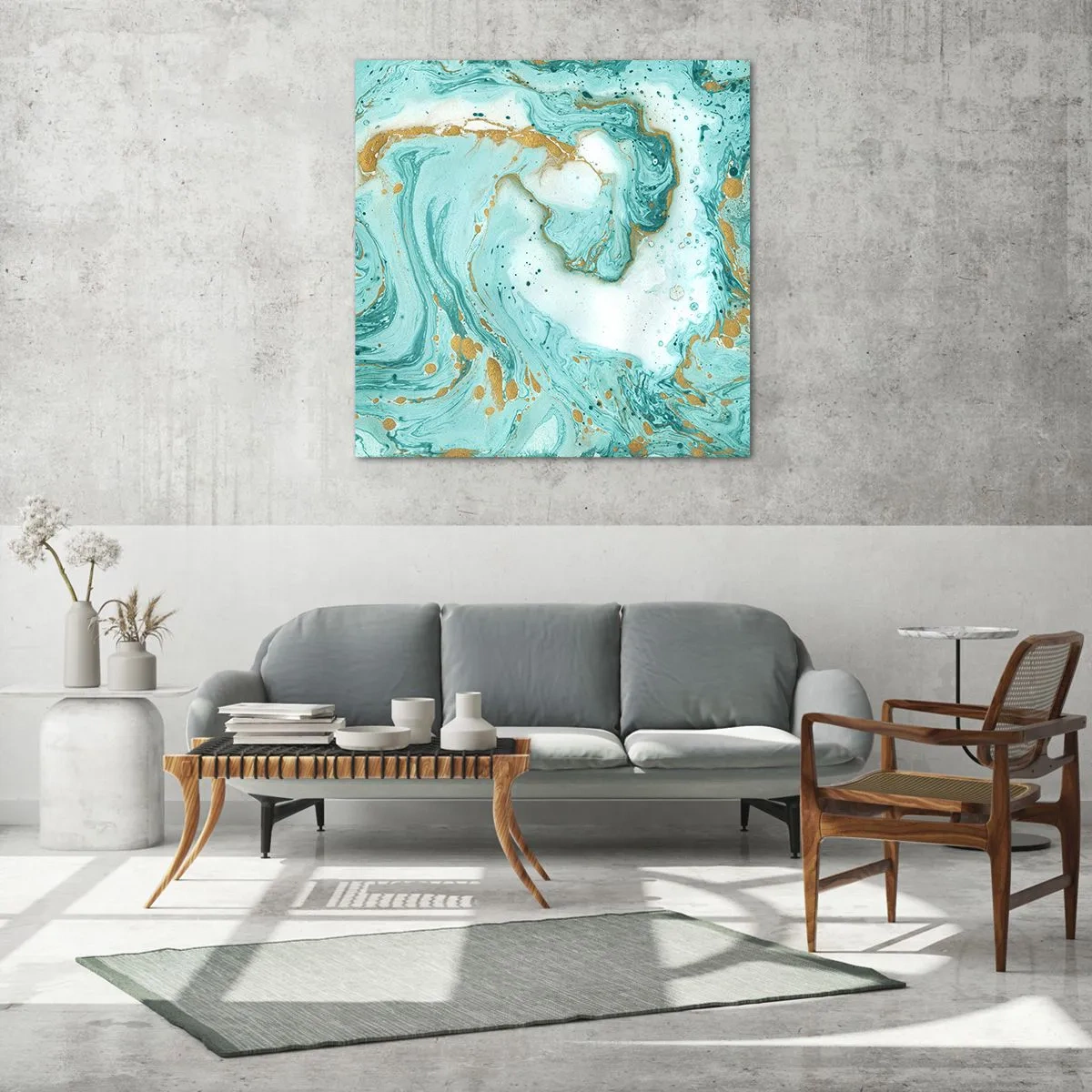 Tablou pe sticlă - Sub marele val al perioadei Edo - 60x60 cm