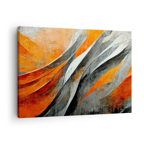 Tablou pe pânză Canvas - Linii abstracte în nuanțe de portocaliu și gri - 70x50cm - Căldură și frig - Decorațiune modernă pentru perete pentru living și dormitor ARTTOR