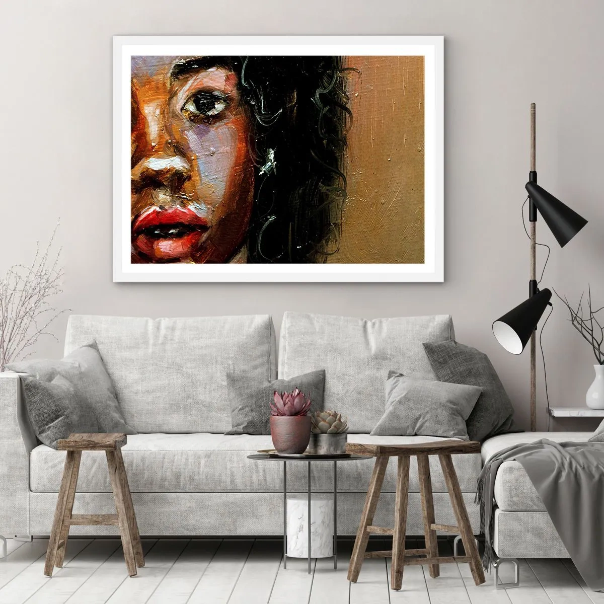 Poster în ramă albă - Negru și strălucire - 100x70 cm