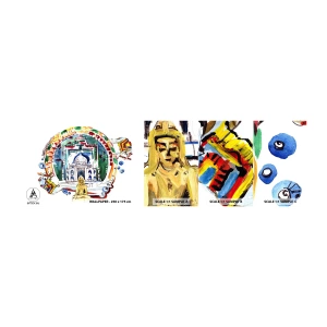 Mostră tapet autocolant Deluxe Sticker - Echilibrul hindus al lumii - Buddha, India, budism - 100x30 cm