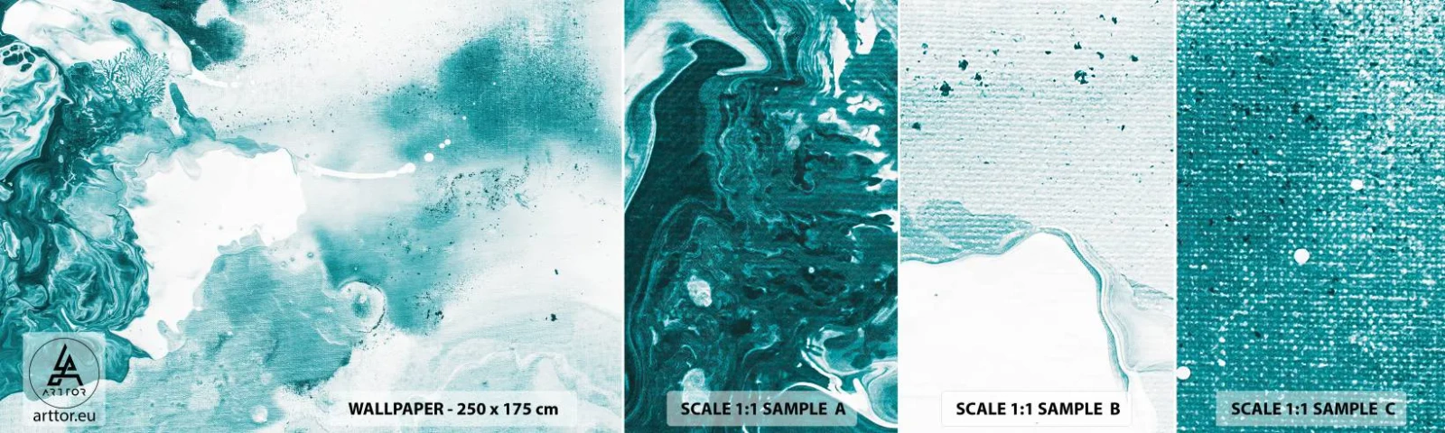 Mostră tapet autocolant Deluxe Sticker - Câmpii inundabile de albastru - Abstracția, Bucată, Artă Modernă. - 100x30 cm