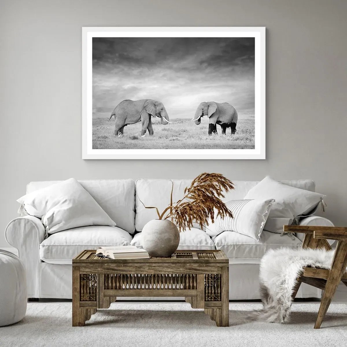Poster în ramă albă - Griul elefantin este frumos - 50x40 cm