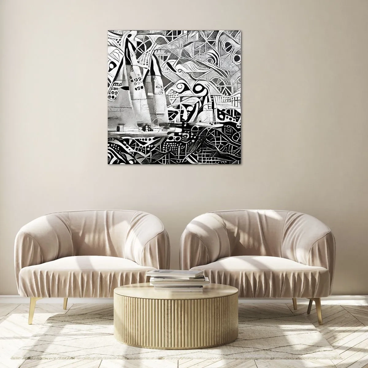 Tablou pe sticlă - Între valuri - 60x60 cm