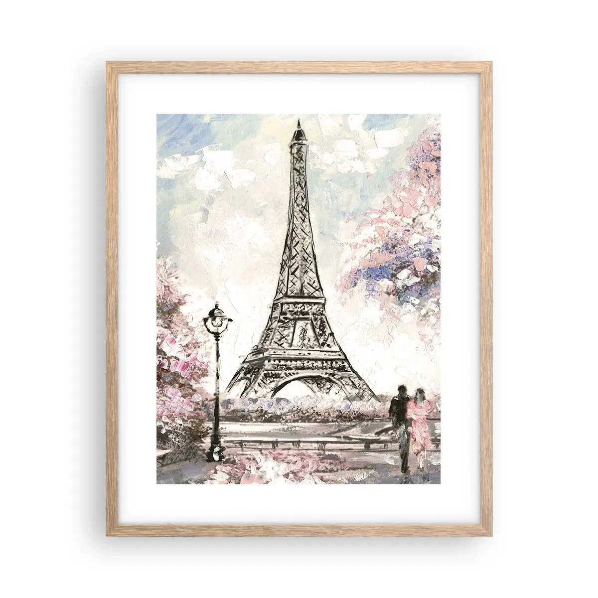 Poster în ramă de stejar deschis - Plimbare în aprilie la Paris - 40x50 cm