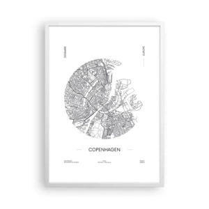 Poster în ramă albă - Anatomia Copenhagăi - 50x70 cm