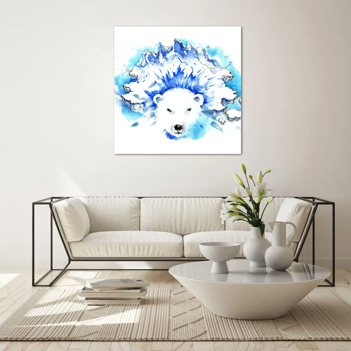 Tablou pe sticlă - Regele Arcticii într-o coroană de gheață - 50x50 cm