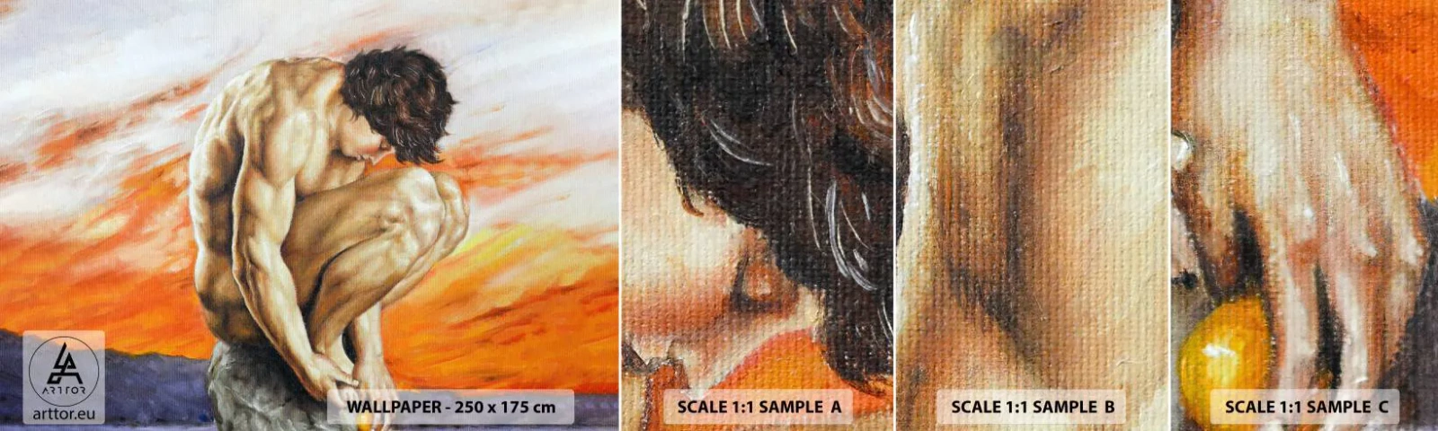 Mostră de Tapet Standard Eco - Ascultându-se pe sine - Corp, Om, Statuie - 100x30 cm