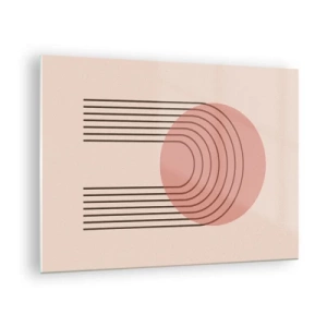 Tablou pe sticlă - Grafică geometrică minimalistă în nuanțe de bej - 70x50cm - Atracție irezistibilă - Decorațiune modernă pentru perete pentru living și dormitor ARTTOR