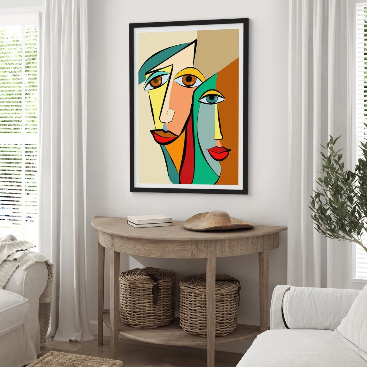 Poster în ramă neagră - Cuplu cubist - 61x91 cm
