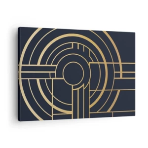 Tablou pe pânză Canvas - Model geometric cu linii aurii - 70x50cm - Întoarcerea lucrurilor - Decorațiune modernă pentru perete pentru living și dormitor ARTTOR
