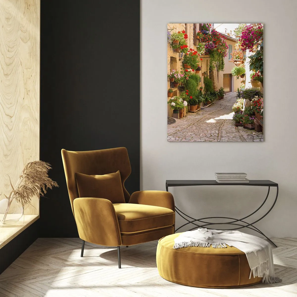 Tablou pe sticlă - Într-un potop de flori - 50x70 cm