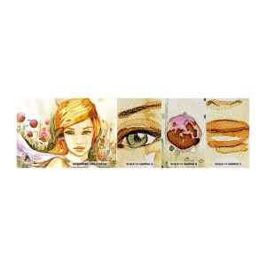 Mostră tapet Premium Sand - Privirea de smarald care reduce la tăcere furia - Femeie, luncă, Modă - 100x30 cm