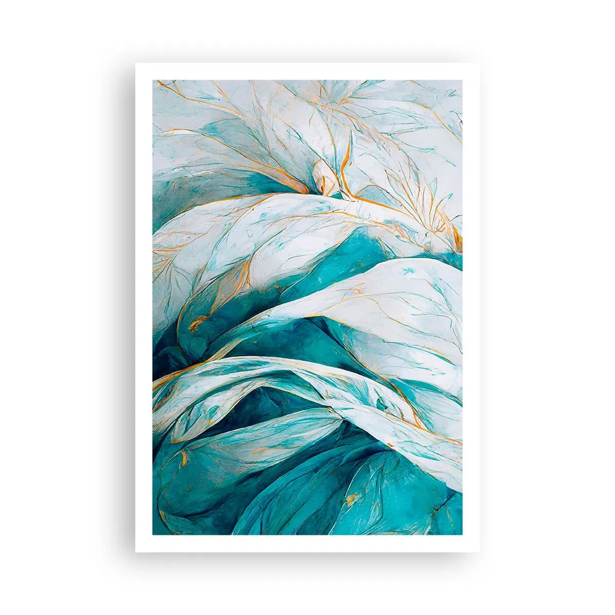 Poster - Abstractul albastru cu motiv auriu - 70x100 cm