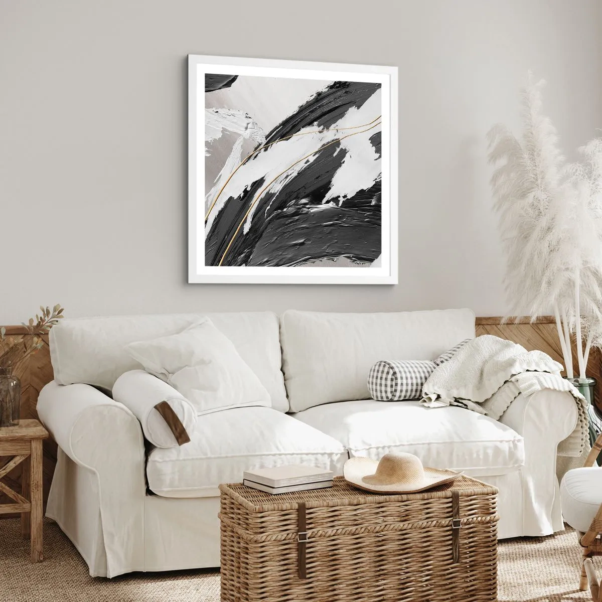 Poster în ramă albă - Abstracție cu fler - 60x60 cm