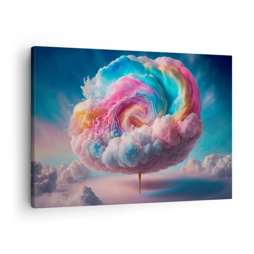 Tablou pe pânză Canvas - Un nor în formă de spirală cu culori pastelate pe cer - 70x50cm - Visul unui parc de distracții - Decorațiune modernă pentru perete pentru living și dormitor ARTTOR