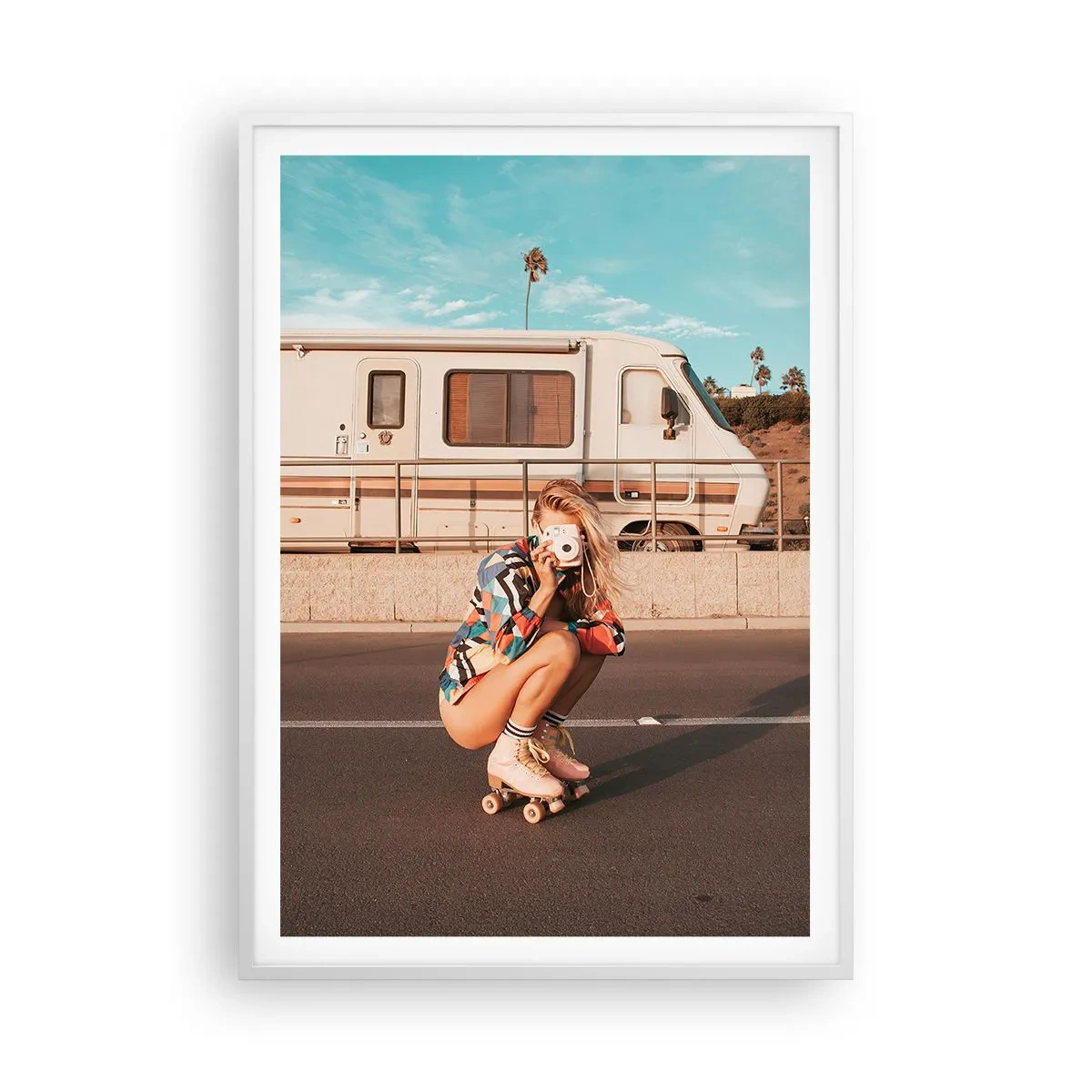 Poster în ramă albă - Zâmbiți, vă rog! - 70x100 cm