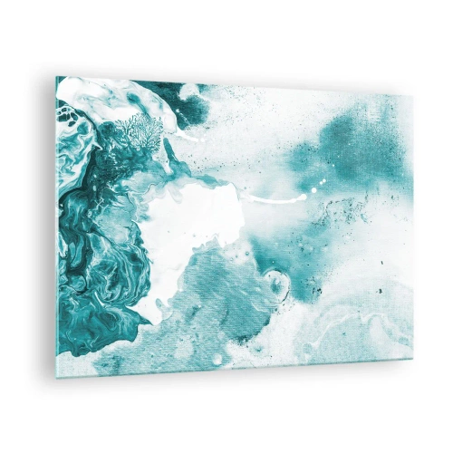 Tablou pe sticlă - Piscine abstracte de albastru pe un fundal de sticlă - 70x50cm - Câmpii inundabile de albastru - Decorațiune modernă pentru perete pentru living și dormitor ARTTOR
