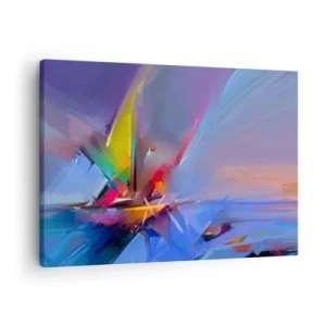Tablou pe pânză Canvas - Compoziție abstractă cu culori intense - 70x50cm - Iute ca o pasăre - Decorațiune modernă pentru perete pentru living și dormitor ARTTOR