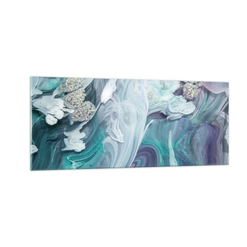 Tablou pe sticlă - Râuri de albastru - 100x40 cm