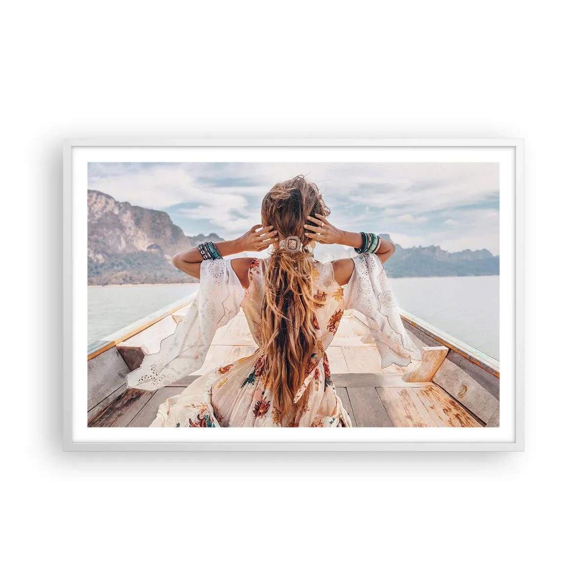 Poster în ramă albă - Pe drumul spre fericire - 91x61 cm