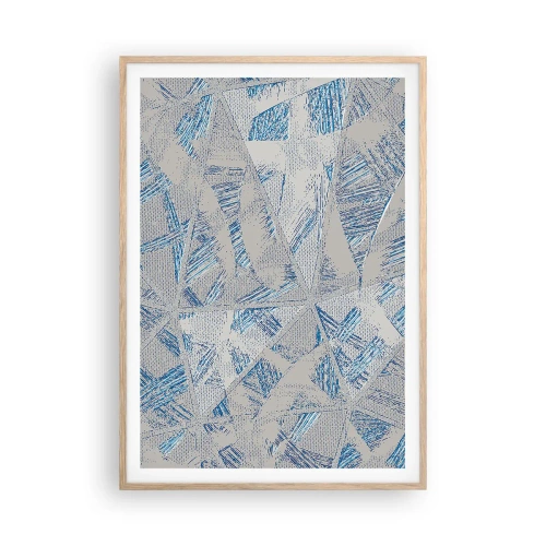 Poster în ramă de stejar deschis - Într-un labirint de gri-albastru - 70x100 cm