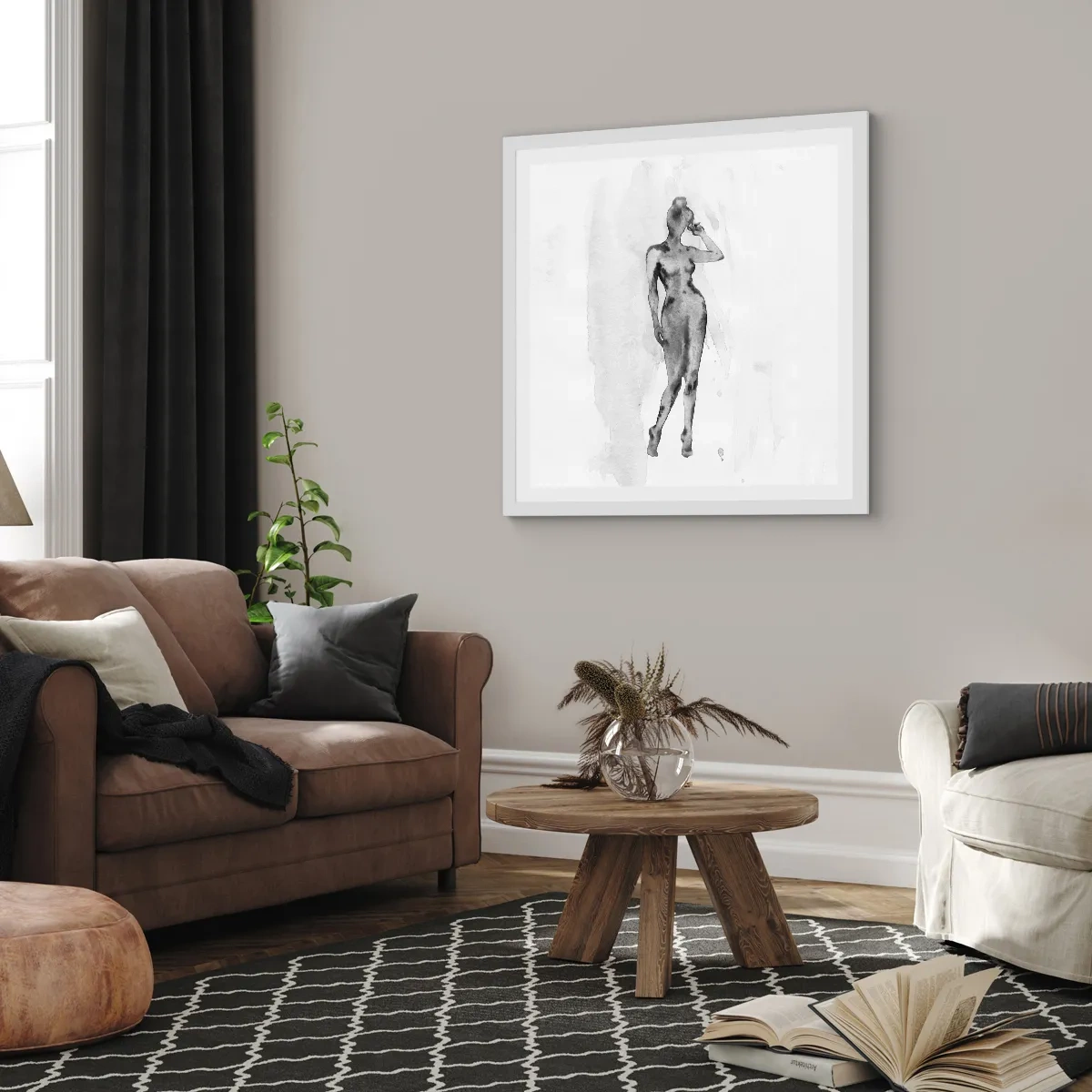 Poster în ramă albă - Un studiu al idealului de feminitate - 60x60 cm