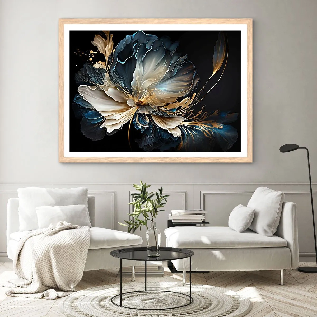 Poster în ramă de stejar deschis - Povestea unei flori de iubire - 100x70 cm