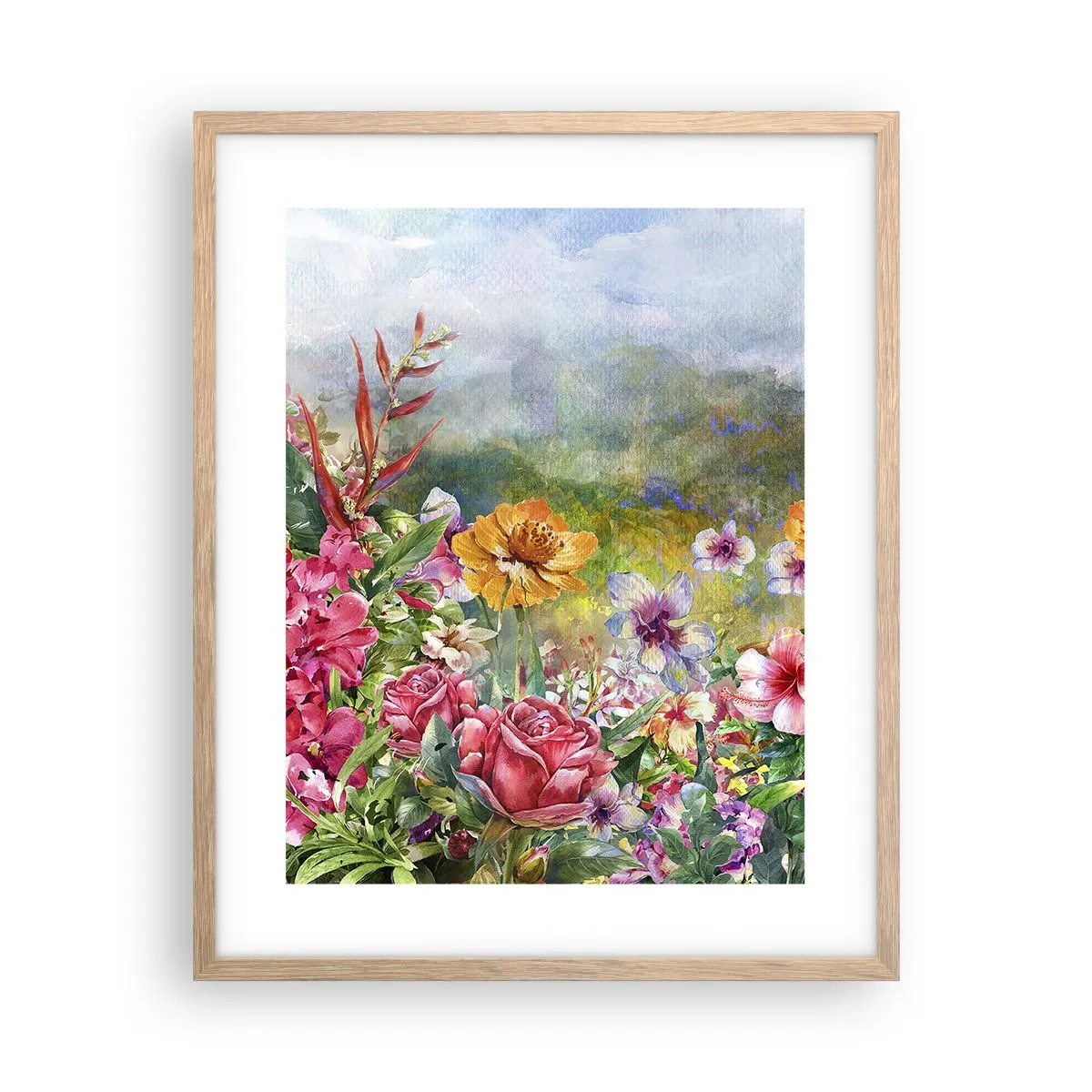 Poster în ramă de stejar deschis - O grădină înnebunită - 40x50 cm
