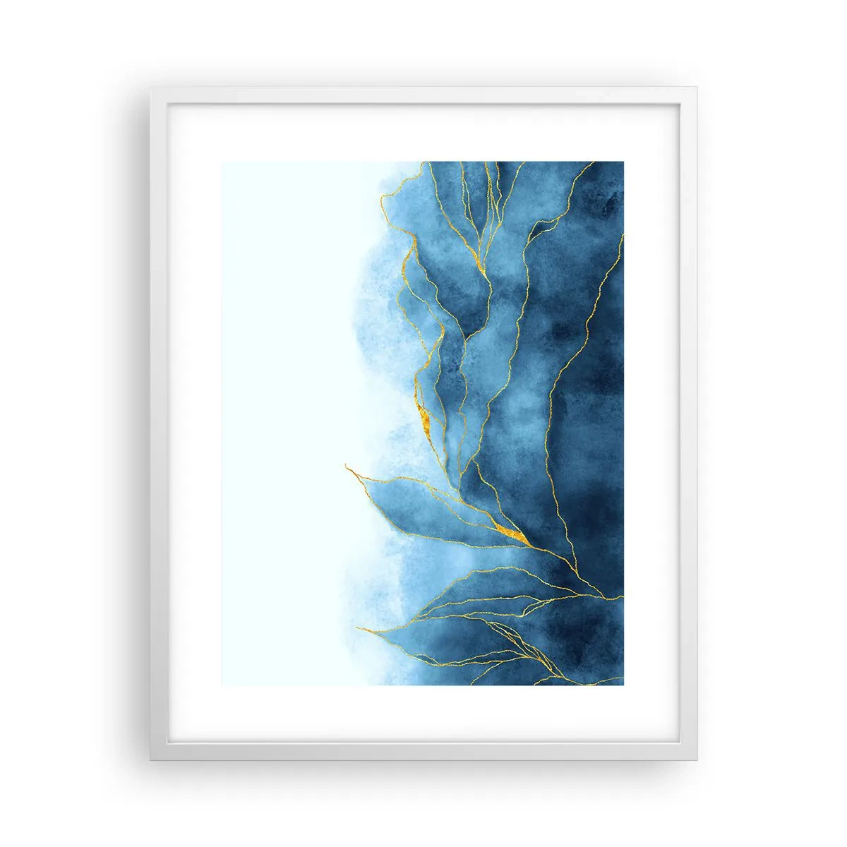 Poster în ramă albă - Albastru în aur - 40x50 cm