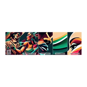 Mostră tapet autocolant Deluxe Sticker - În ritmul inimii - Cubism, Cuplu, Dans - 100x30 cm