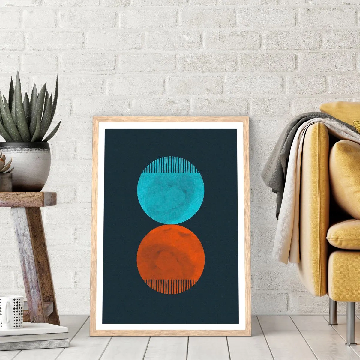 Poster în ramă de stejar deschis - Doar geometrie? - 50x70 cm