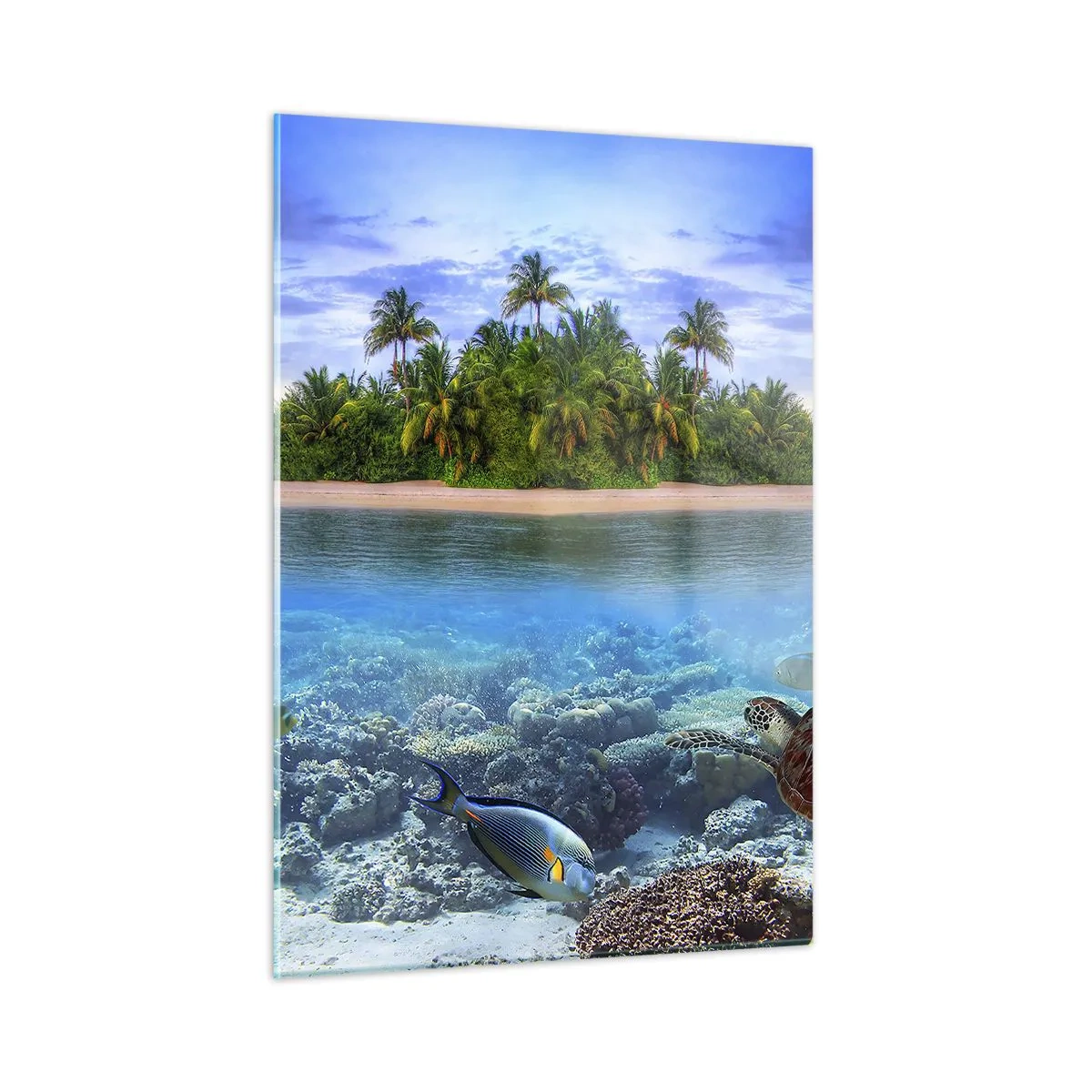 Tablou pe sticlă - Insula paradisiacă vă invită - 50x70 cm
