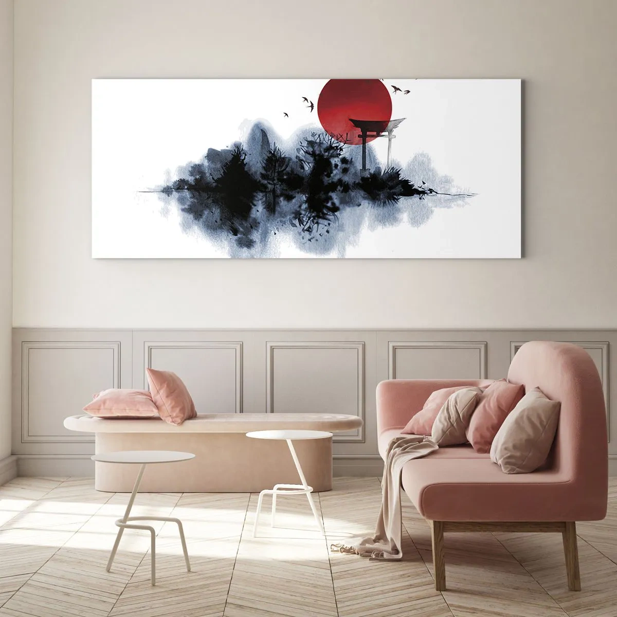 Tablou pe sticlă - O vedere japoneză - 100x40 cm