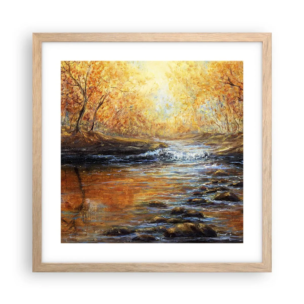 Poster în ramă de stejar deschis - Pârâul de aur - 40x40 cm