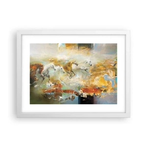Poster în ramă albă - Galopând prin lumină - 40x30 cm