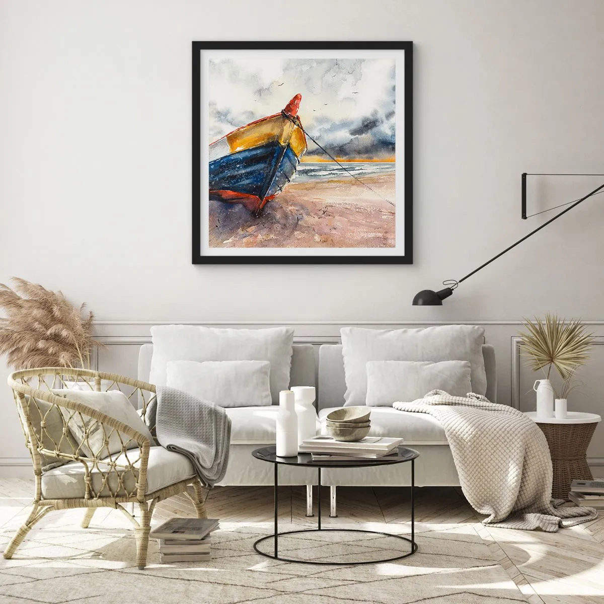 Poster în ramă neagră - Se odihnește pe țărm - 60x60 cm