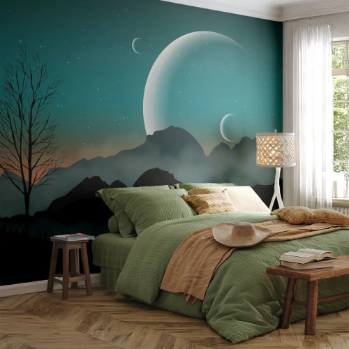 Tapet Premium Sand - Carnavalul unei nopți înstelate - Abstracția, Peisaj, Munţi - 350x256 cm