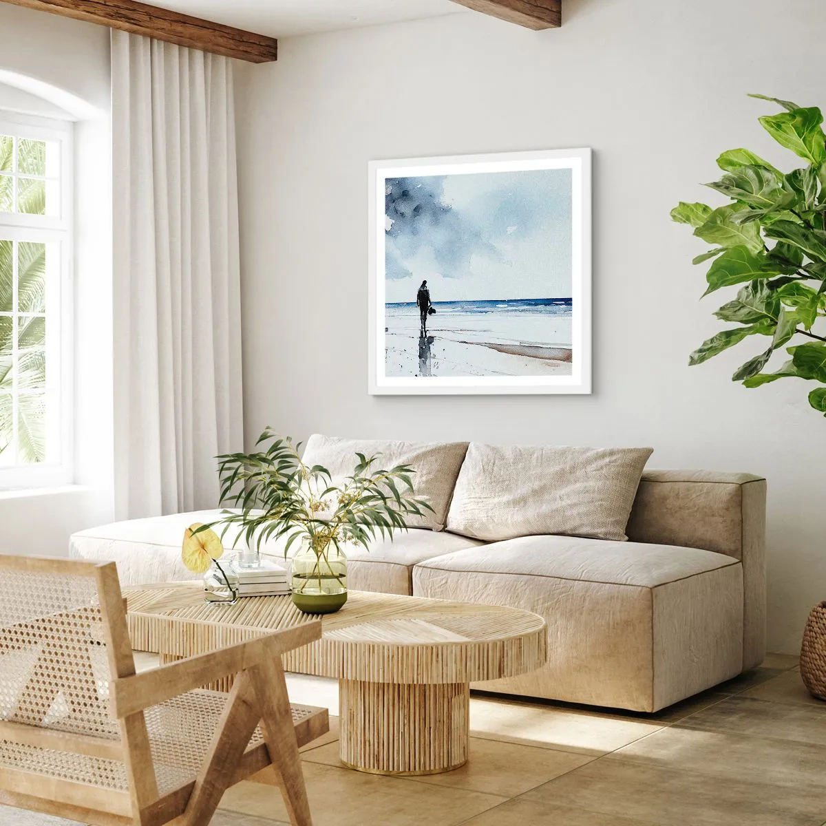 Poster în ramă albă - Vorbind cu marea - 40x40 cm