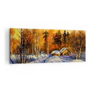 Tablou pe pânză - Impresie de iarnă în soare - 100x40 cm