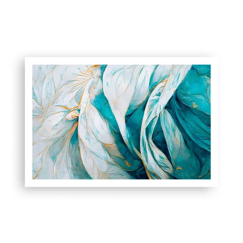 Poster - Abstractul albastru cu motiv auriu - 91x61 cm
