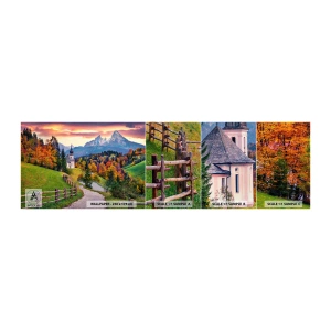 Mostră de Tapet Standard Eco - Un peisaj ca o pictură - Peisaj montan, cale, Biserică - 100x30 cm