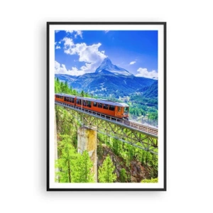 Poster în ramă neagră - Calea ferată din Alpi - 70x100 cm