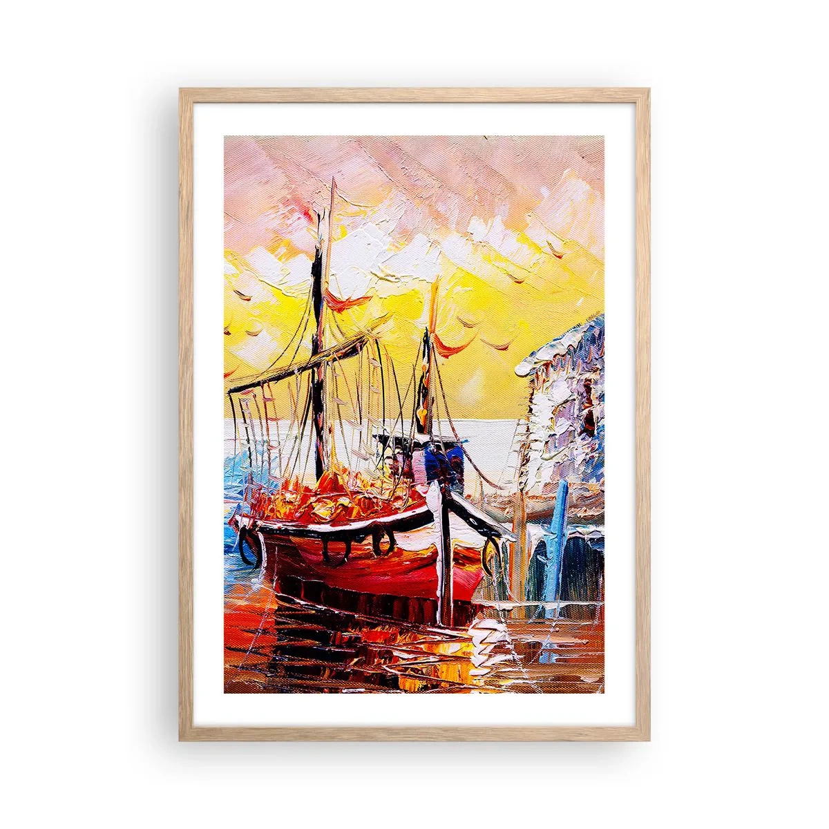 Poster în ramă de stejar deschis - Întoarcere fericită - 50x70 cm