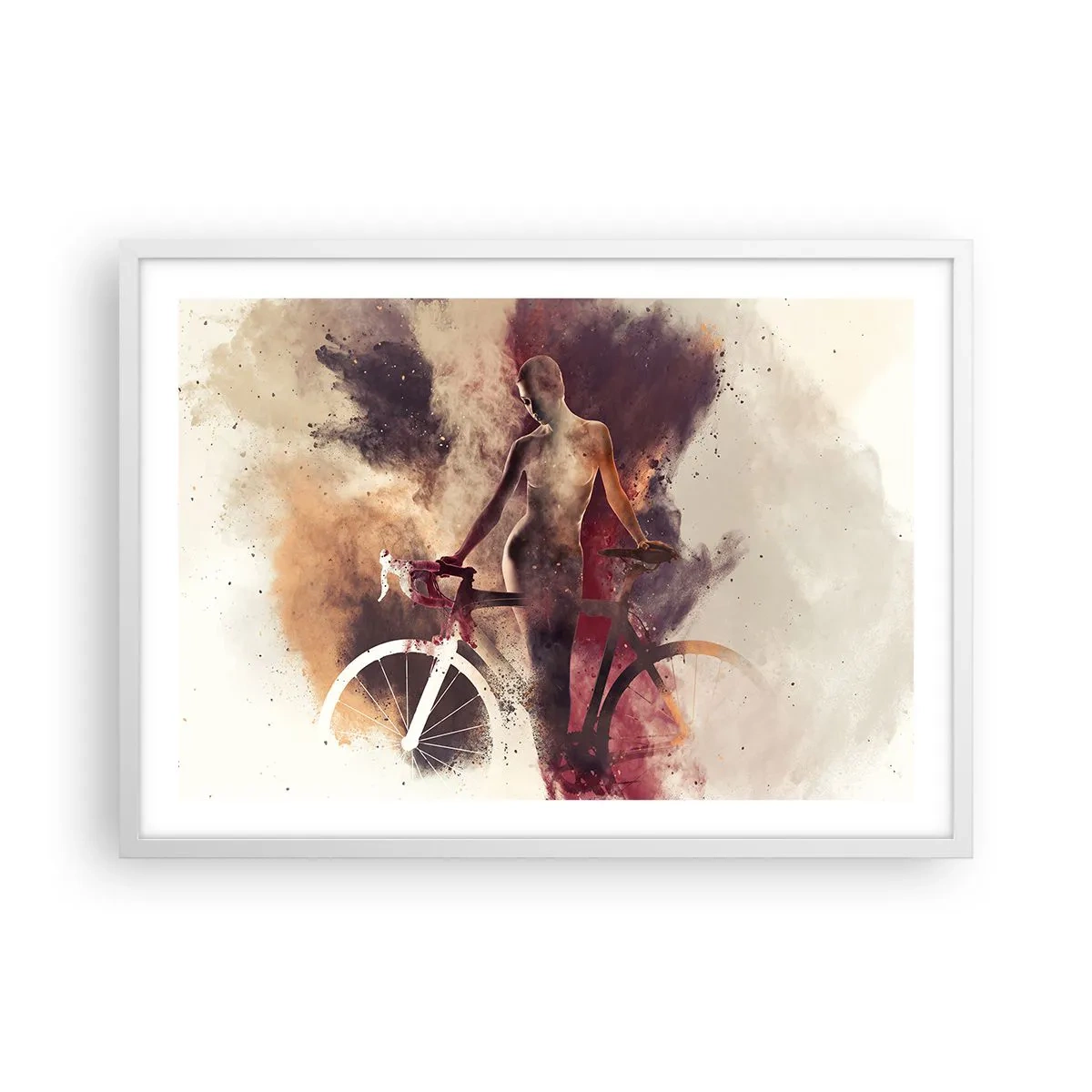 Poster în ramă albă - În forme de marmură sufletul ciclist - 70x50 cm