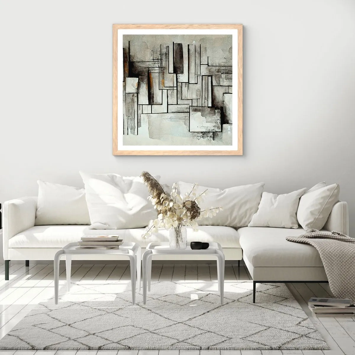 Poster în ramă de stejar deschis - Puterea simplității - 40x40 cm