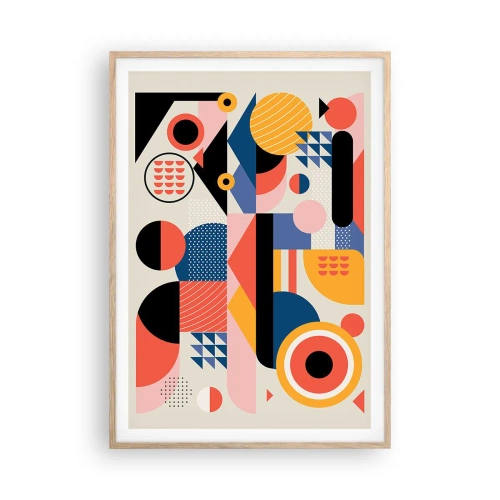 Poster în ramă de stejar deschis - Compoziție: joacă-te - 70x100 cm