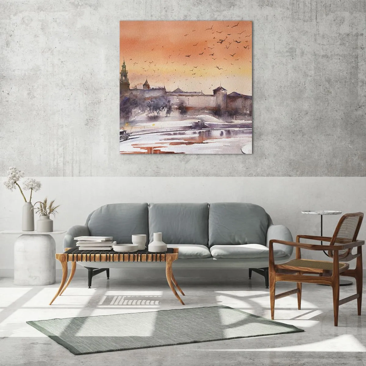 Tablou pe sticlă - Apus de soare regal - 70x70 cm