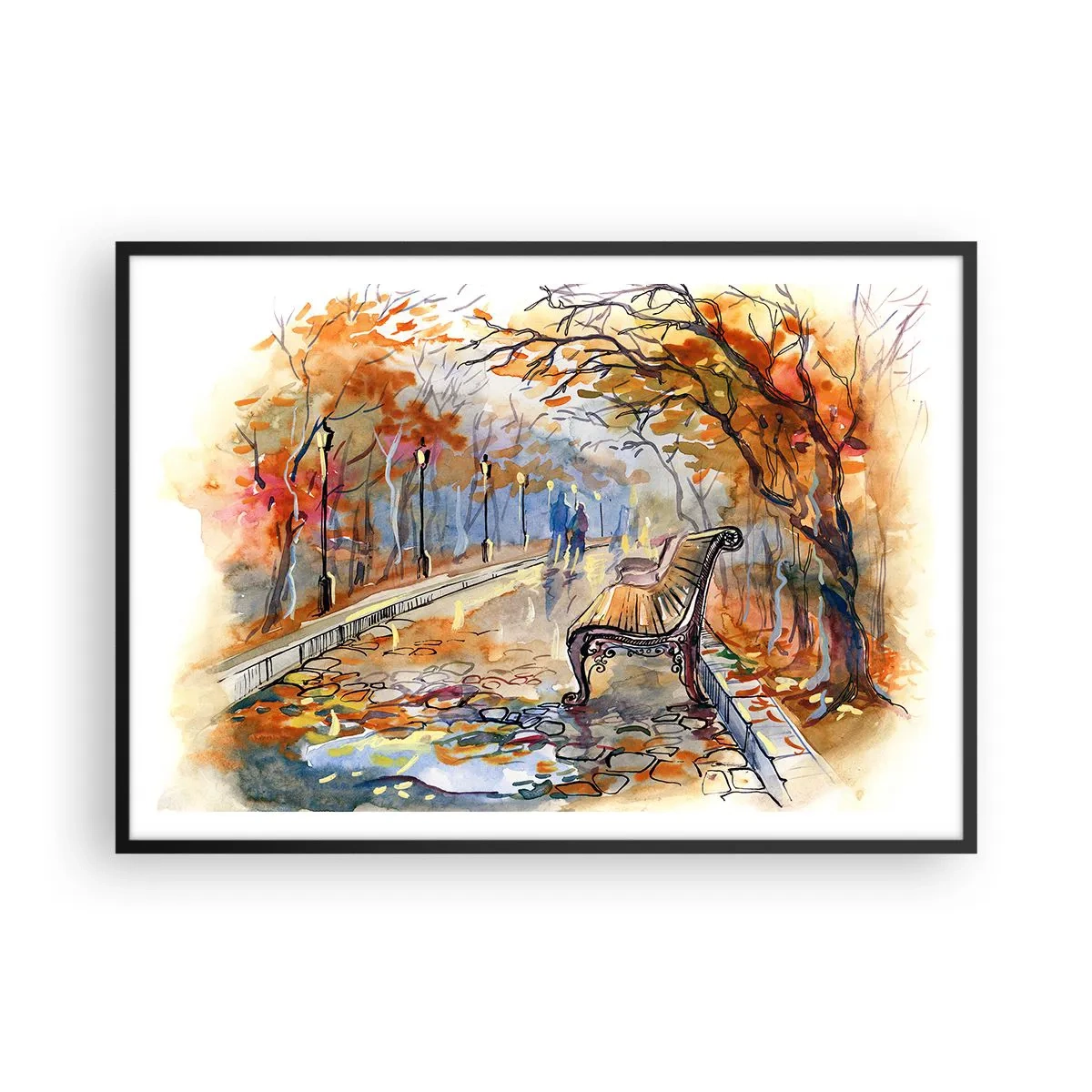 Poster în ramă neagră - Pășim împreună în toamnă - 100x70 cm