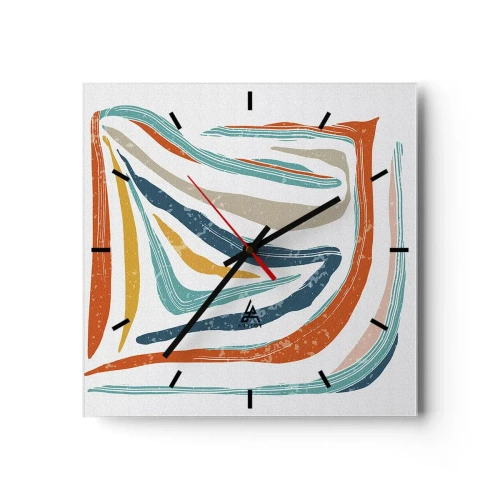 Ceas de perete - Ceas pe sticlă - Abstracție prietenoasă și zâmbitoare - 30x30 cm